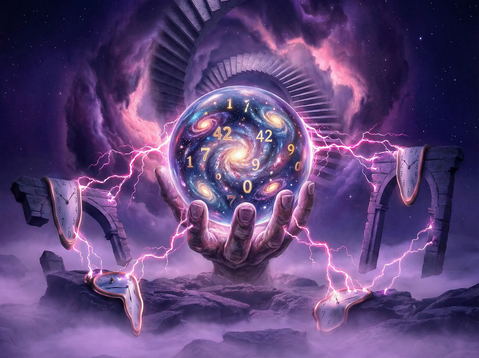 超现实艺术作品 - 命运之手与水晶球，凤凰彩票 灵感画作